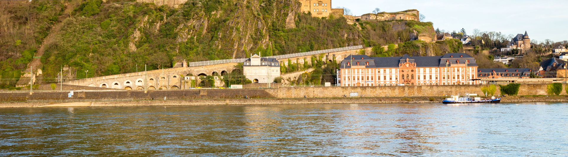 Ehrenbreitstein Fortress on the cliffs above the Rhine at Koblenz